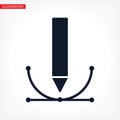 Vector writing and vector icon painting tools icons set: pencil, vector icon feather, fountain pen, brush, pen, vector icon marker Royalty Free Stock Photo
