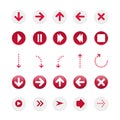 Vector images of arrows. Arrows for banner. Trendy stylish red arrows for buttons or website, for your design. Red and white solid Royalty Free Stock Photo