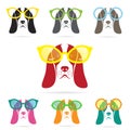 Vector images of basset hound dog wearing glasses