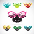 Vector images of cows wearing glasses