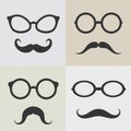 Vector images of glasses and mustaches