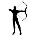 archer player silhouette. silhouette of archer player gestures, poses, expressions Royalty Free Stock Photo