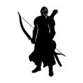 archer player silhouette. silhouette of archer player gestures, poses, expressions Royalty Free Stock Photo