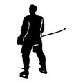 hockey player silhouette. silhouette of hockey player gestures, poses, expressions Royalty Free Stock Photo