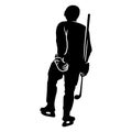 hockey player silhouette. silhouette of hockey player gestures, poses, expressions Royalty Free Stock Photo