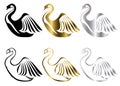 Vector images of various swan symbol There are three colors black gold silver  Good use for symbol mascot icon avatar Royalty Free Stock Photo