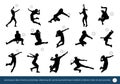 Volleyball players silhouette vector images