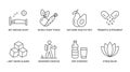 Vector immune system boosters icons. Editable Stroke. Get enough sleep whole plant foods, eat more healthy fats probiotic