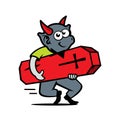Vector Imp with coffin Cartoon Illustration. Royalty Free Stock Photo