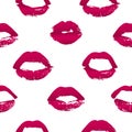 Seamless pattern  imprint of red lipstick Royalty Free Stock Photo