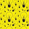 Vector incandescent lamps background pattern YELLOW