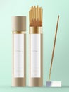 Vector Incense Stick with Kraft Paper Cone Packaging with White & Blue