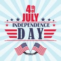 Vector Independence Day background with stars, ribbon and lettering. Template for Independence Day. Royalty Free Stock Photo