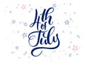 Vector independence day hand lettering greetings label - 4th of july - with doodle stars
