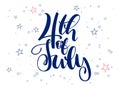 Vector independence day hand lettering greetings label - 4th of july - with doodle stars