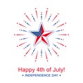 Vector Independence Day with star in national flag colors. Happy 4th of July banner