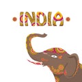 Vector indian elephant with color pattern. Royalty Free Stock Photo