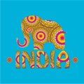 Vector indian elephant with color pattern. Royalty Free Stock Photo