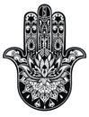 Vector Indian hand drawn hamsa symbol in black