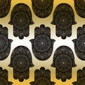 Vector Indian hand drawn hamsa symbol seamless pattern Royalty Free Stock Photo