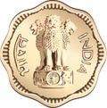 vector Indian money coin with lions