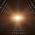 Vector infinite triangular tunnel of shining flares on dark background. Glowing points form tunnel sectors. Royalty Free Stock Photo