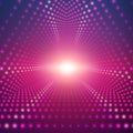 Vector infinite triangular tunnel of shining flares on dark background. Glowing points form tunnel sectors. Royalty Free Stock Photo