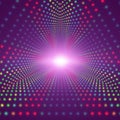 Vector infinite triangular tunnel of shining flares on dark background. Glowing points form tunnel sectors. Royalty Free Stock Photo