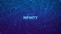 Vector infinite twisted hexagonal space background. Matrix of glowing stars with illusion of depth, perspective