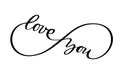 Vector infinity sign with Love you words inscription text. Forever friends or family. Black vector tattoo stencil love