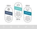 Vector infograph flat template. Shape with arrow for three diagrams, graph, flowchart, step for step