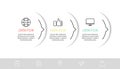 Vector infograph flat template. Shape with arrow for three diagrams