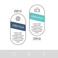 Vector infograph flat template. Shape with arrow for two diagrams, graph, flowchart, timeline, marketing, presentation. Business
