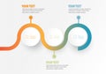 Vector infographic Business element for timeline with 3 steps labels circle ring