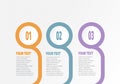 Vector infographic Business for timeline with 3 steps labels circle ring with gradient color for each step.