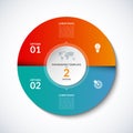 Vector infographic circle template with 2 options