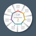 Vector infographic circle template with 7 steps or options. Royalty Free Stock Photo