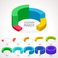 Vector Infographic Diagram template. 3D pie charts. Royalty Free Stock Photo