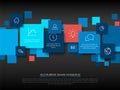 Vector infographic diagram with various blue descriptive squares