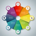 Vector infographic elements. Circle business template with 8 options