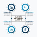Vector infographic elements with linear icons and place for text inside placed around circle. Infographic design template. Vector Royalty Free Stock Photo