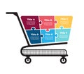 Shopping puzzle cart. Infographic presentation. 6 options chart. Store retail advertising banner. E-commerce concept Royalty Free Stock Photo