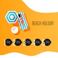 Vector infographic elements of time to sunbathe. Sunburn treatment infographic. Girl with sunburn skin.