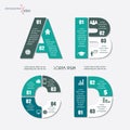 Vector infographic letters A, B, C, D. Set of template for font Royalty Free Stock Photo