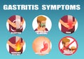 Vector infographic of a man with gastritis symptoms
