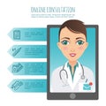 Vector infographic. Online healthcare diagnosis and medical consultant. Vector infographic. Web or mobile application