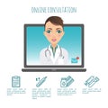 Vector infographic. Online healthcare diagnosis and medical consultant. Vector infographic. Web or mobile application