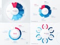 Vector infographic round chart templates. Six options, steps, parts