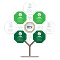 Vector infographic of technology or education process with 4 or 7 points. Template of tree, chart or diagram. Eco Business Royalty Free Stock Photo