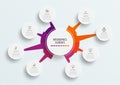 Vector infographic template with 3D paper label circles. Business concept with 8 options. For content diagram flowchart steps